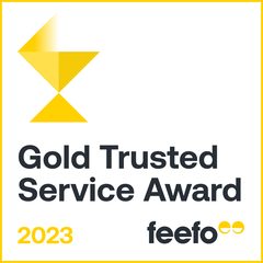 Feefo Gold Trusted Service Award 2023, Gold, Based on verified customer reviews