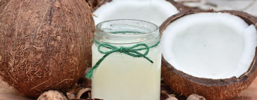 Fresh Coconut And Coconuts Oil Butter In Clear Jar