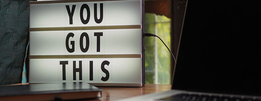 LED Lightbox With Letter Motivational Text For Working From Home During Pandemic